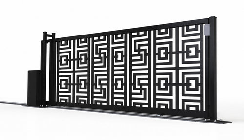 Design 019 architectural privacy laser cut sliding driveway gate white background product render
