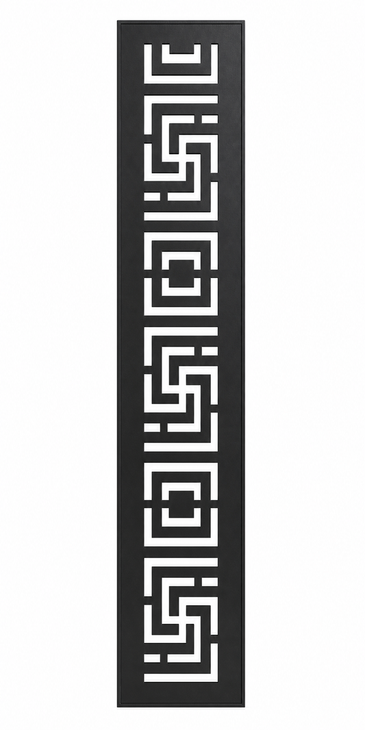 Design 019 Greek Key Maze Laser Cut Metal Privacy Screen Panel front main view