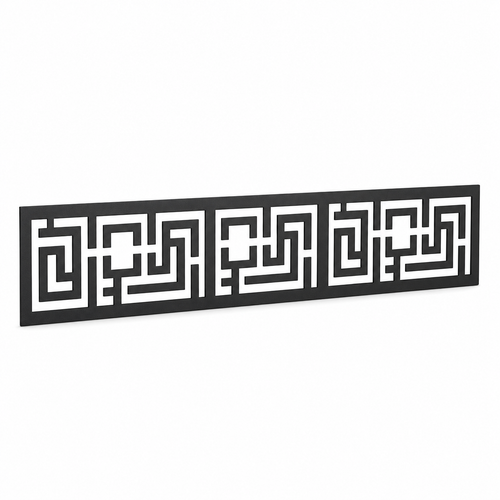 Square Chain Link laser cut metal fence topper insert perspective view, Design 019