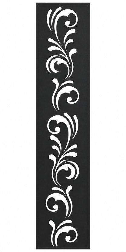 Design 020 Floral Scroll Border Laser Cut Metal Privacy Screen Panel front main view