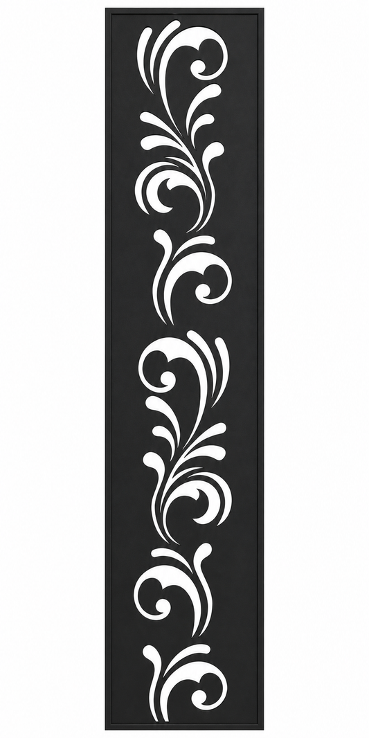 Design 020 Floral Scroll Border Laser Cut Metal Privacy Screen Panel front main view