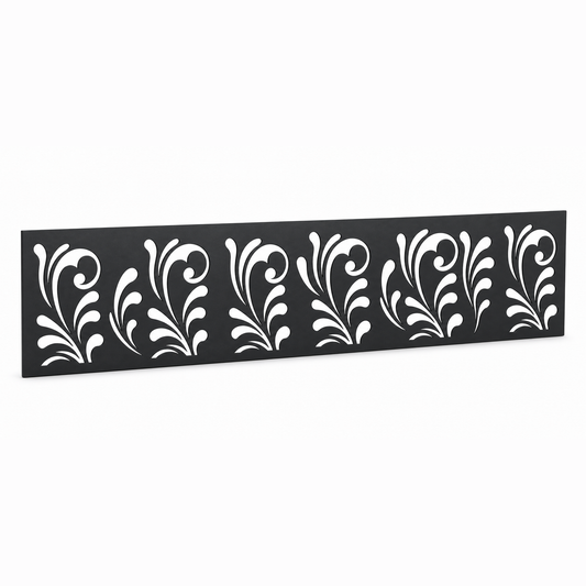 Split Leaf Column laser cut metal fence topper insert perspective view, Design 020