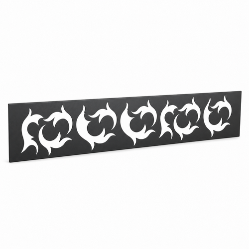Rolling Leaf Wave laser cut metal fence topper insert perspective view, Design 021
