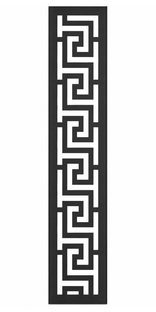Design 022 Greek Key Border Laser Cut Metal Privacy Screen Panel front main view