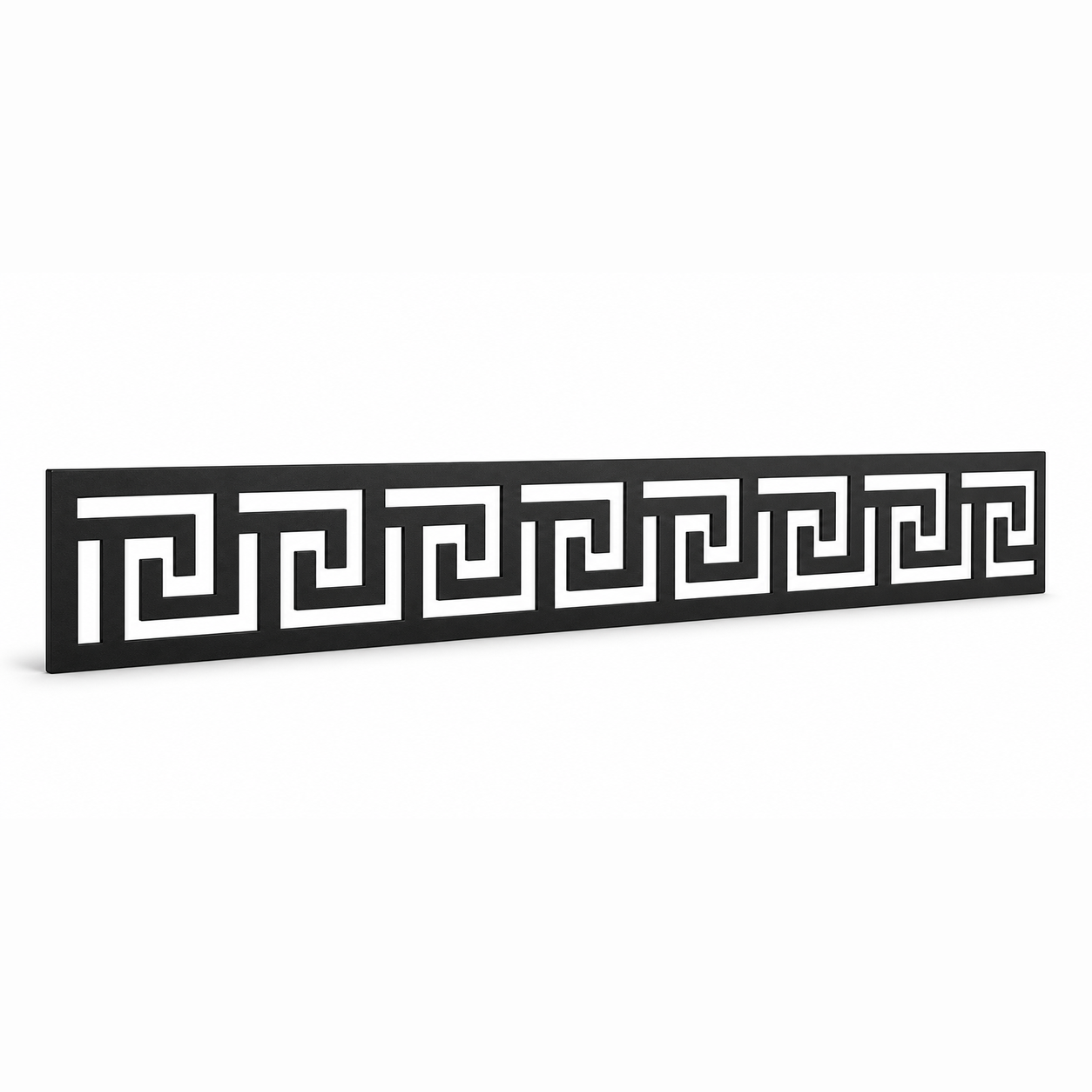 Greek Meander Rail laser cut metal fence topper insert perspective view, Design 022