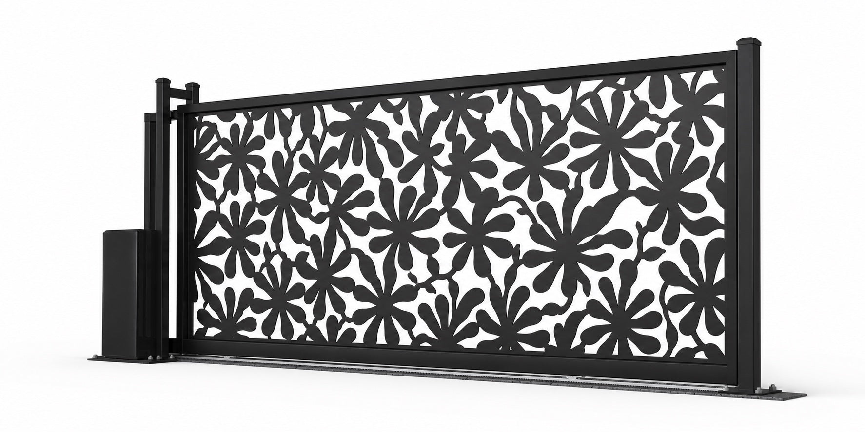 Design 023 decorative pattern laser cut sliding driveway gate white background product render