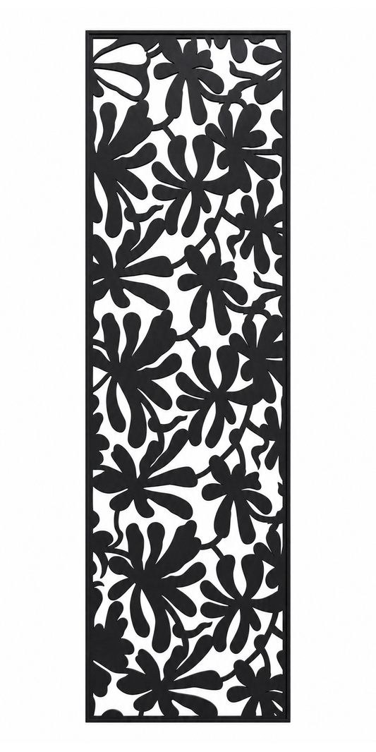 Design 023 Dense Flower Vine Laser Cut Metal Privacy Screen Panel front main view