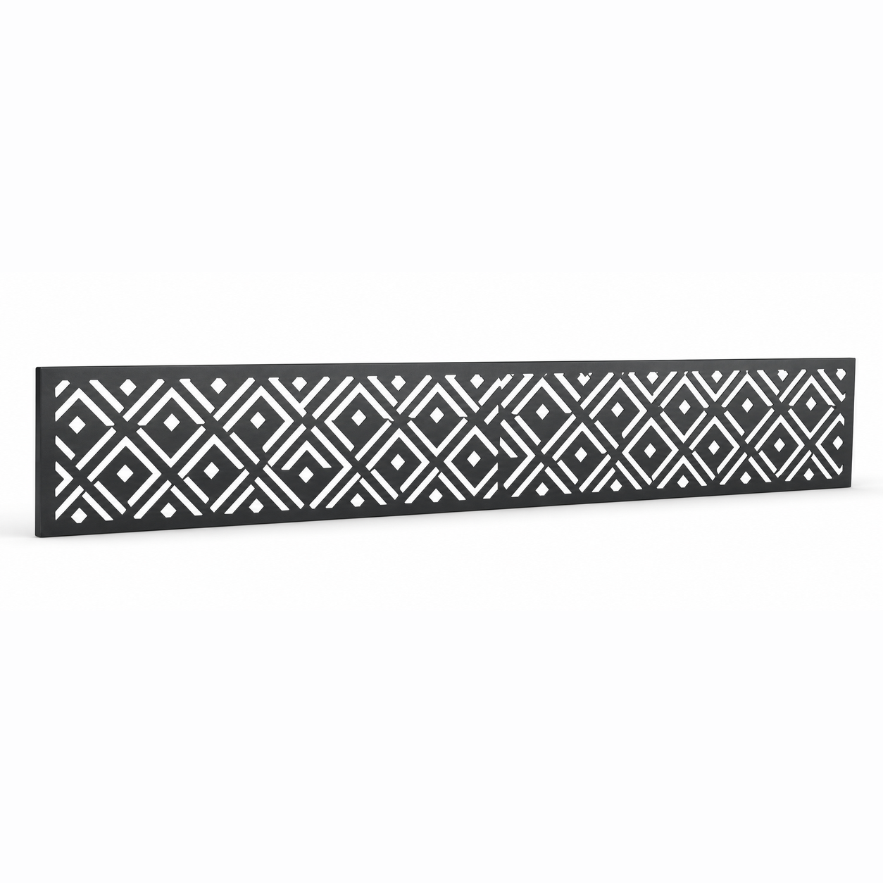 Chevron Diamond Band laser cut metal fence topper insert perspective view, Design 024