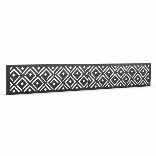 Chevron Diamond Band laser cut metal fence topper insert perspective view, Design 024