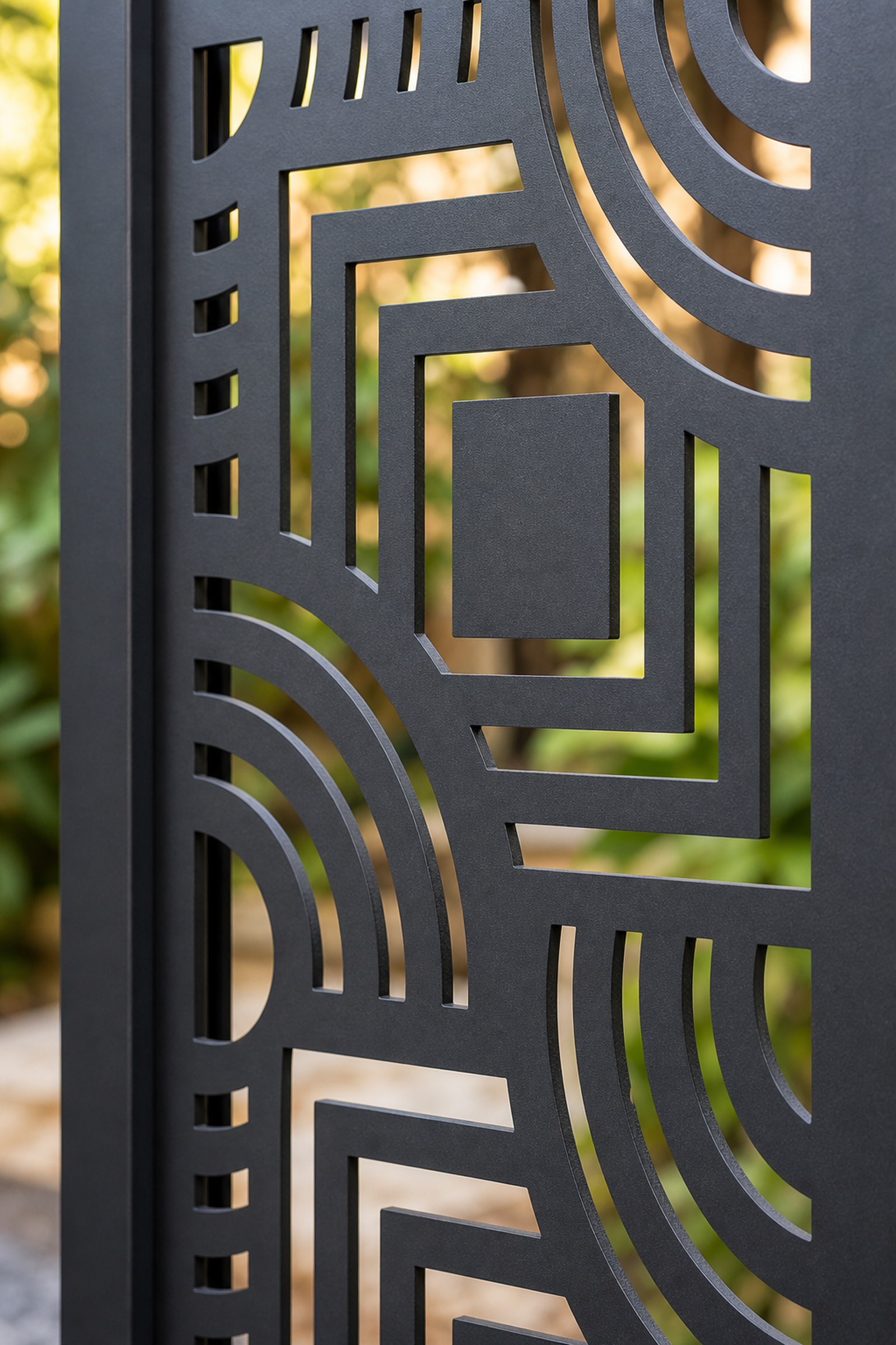 Design 026 Art Deco Arches Laser Cut Metal Privacy Screen Panel close-up detail view