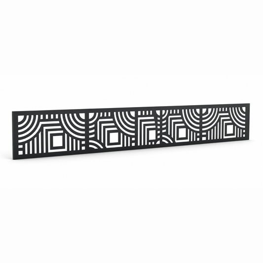 Rivet Leaf Tile laser cut metal fence topper insert perspective view, Design 026