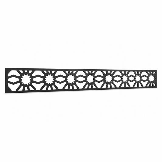 Daisy Arch Trellis laser cut metal fence topper insert perspective view, Design 027