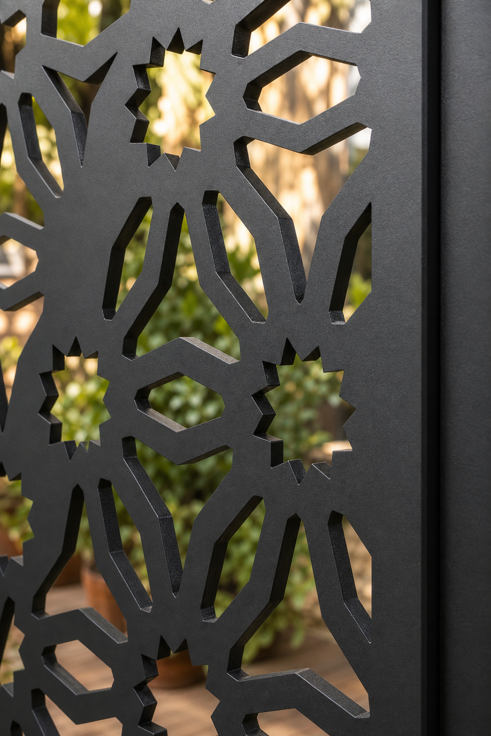 Design 027 Sunflower Lattice Laser Cut Metal Privacy Screen Panel close-up detail view