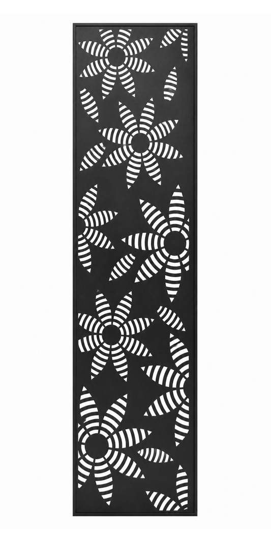 Design 028 Radial Leaf Fans Laser Cut Metal Privacy Screen Panel front main view