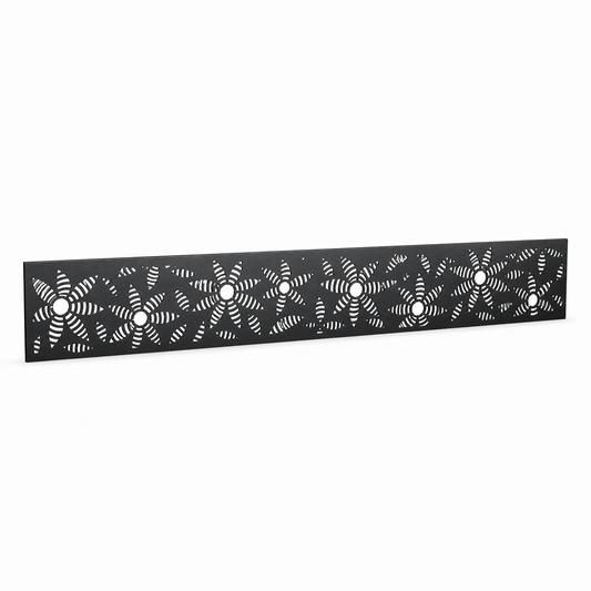 Star Jasmine Border laser cut metal fence topper insert perspective view, Design 028