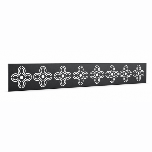 Cross Clover Band laser cut metal fence topper insert perspective view, Design 029
