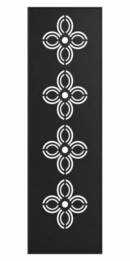 Design 029 Four Petal Flower Laser Cut Metal Privacy Screen Panel front main view