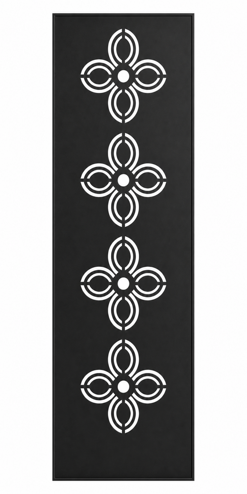 Design 029 Four Petal Flower Laser Cut Metal Privacy Screen Panel front main view