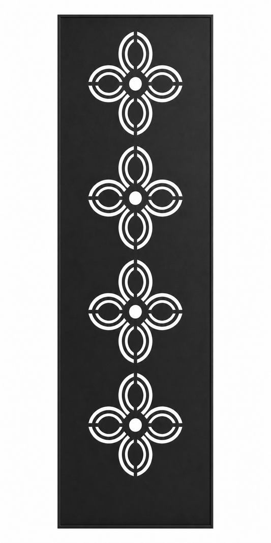 Design 029 Four Petal Flower Laser Cut Metal Privacy Screen Panel front main view