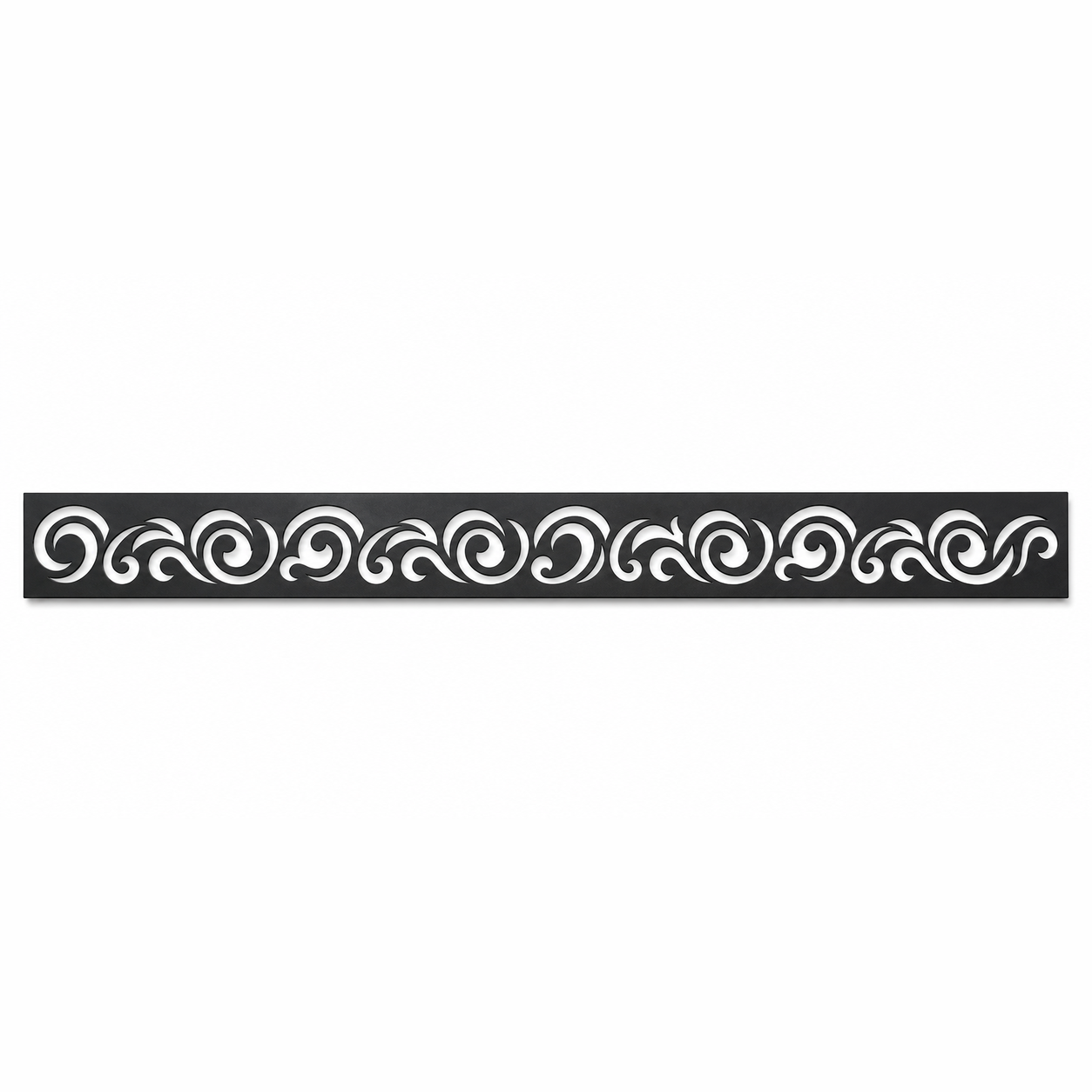 Wave Scroll Rail decorative metal fence topper front pattern for WPC composite fencing, Design 030
