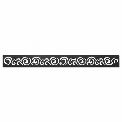 Wave Scroll Rail decorative metal fence topper front pattern for WPC composite fencing, Design 030