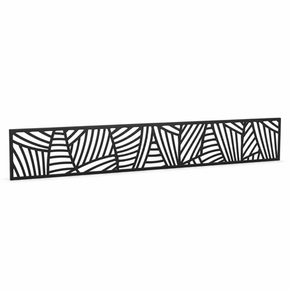 Palm Frond Panel laser cut metal fence topper insert perspective view, Design 031
