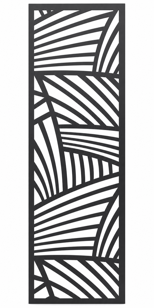 Design 031 Palm Leaf Lines Laser Cut Metal Privacy Screen Panel front main view