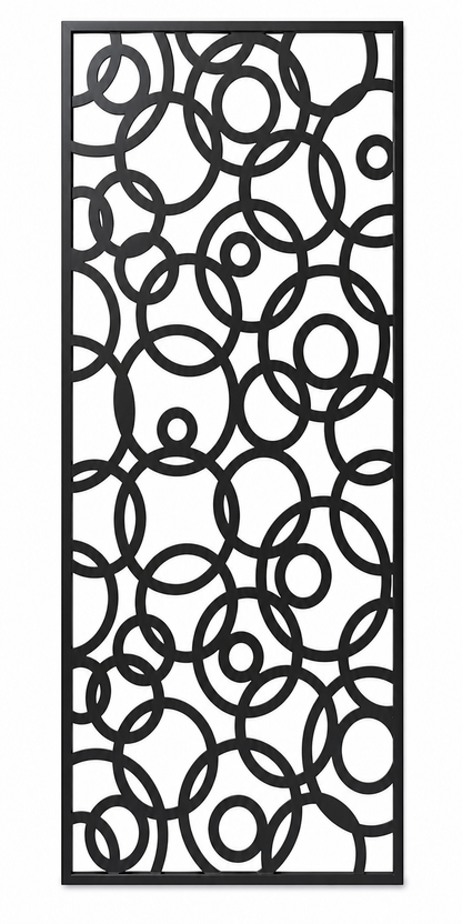 Design 032 Interlocking Circles Laser Cut Metal Privacy Screen Panel front main view