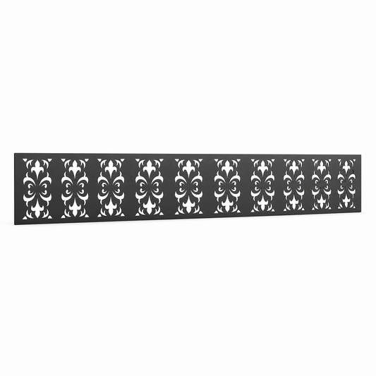 Star Medallion Grid laser cut metal fence topper insert perspective view, Design 033