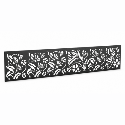 Feather Leaf Weave laser cut metal fence topper insert perspective view, Design 035