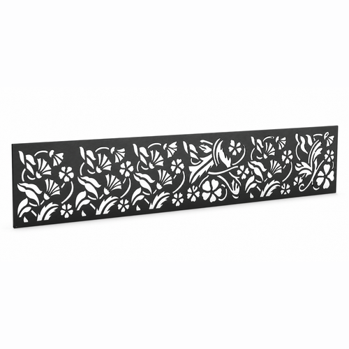 Feather Leaf Weave laser cut metal fence topper insert perspective view, Design 035
