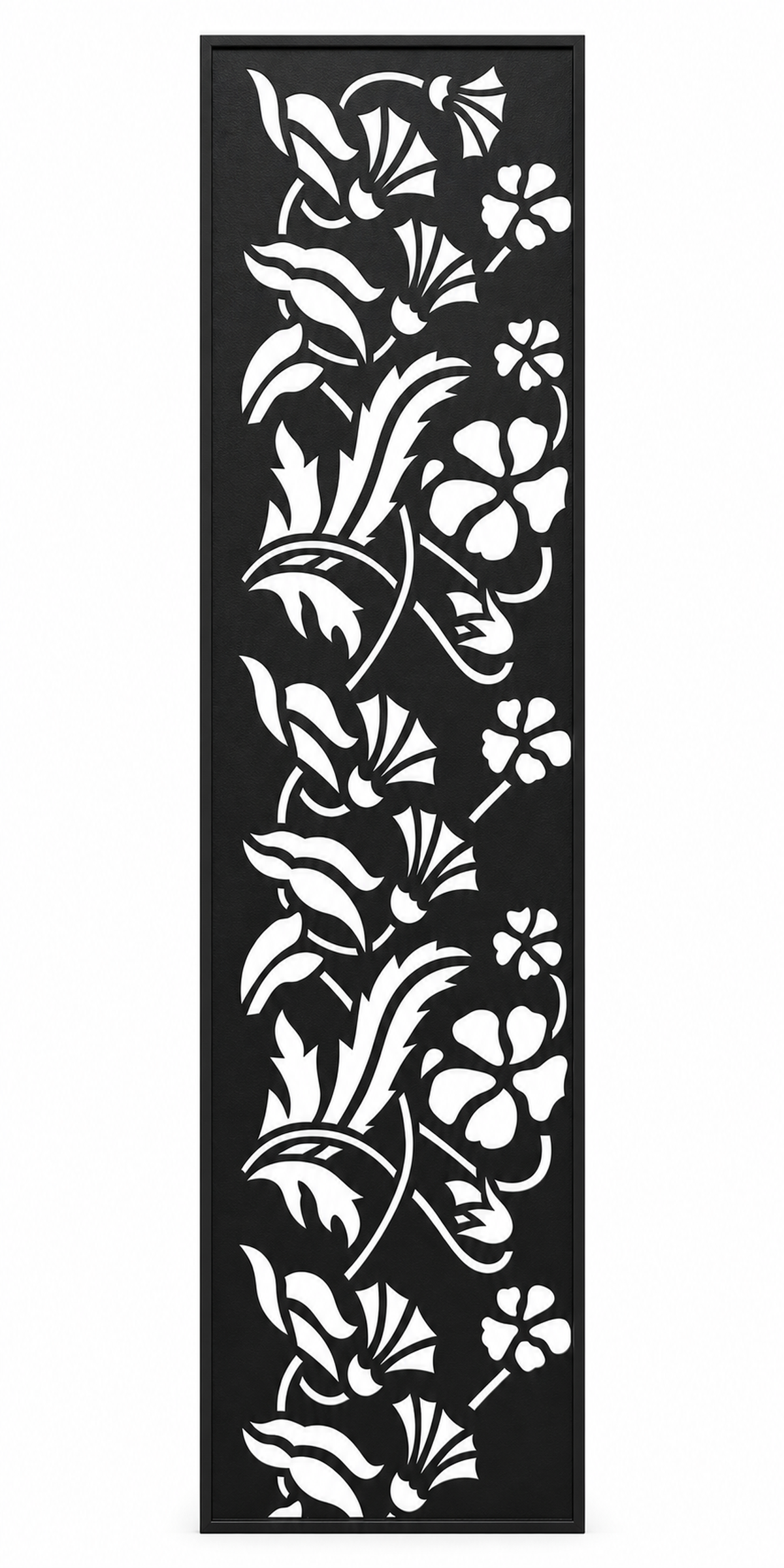 Design 035 Garden Vine Flowers Laser Cut Metal Privacy Screen Panel front main view