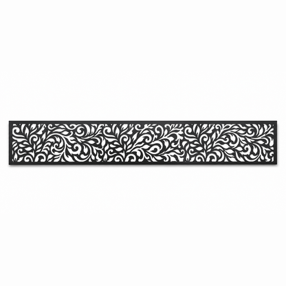 Dense Blossom Scroll decorative metal fence topper front pattern for WPC composite fencing, Design 036