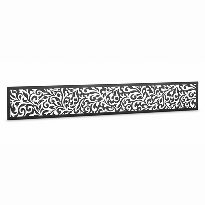 Dense Blossom Scroll laser cut metal fence topper insert perspective view, Design 036