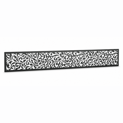 Dense Blossom Scroll laser cut metal fence topper insert perspective view, Design 036