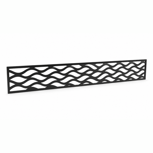 Crossing Reed Lattice laser cut metal fence topper insert perspective view, Design 037