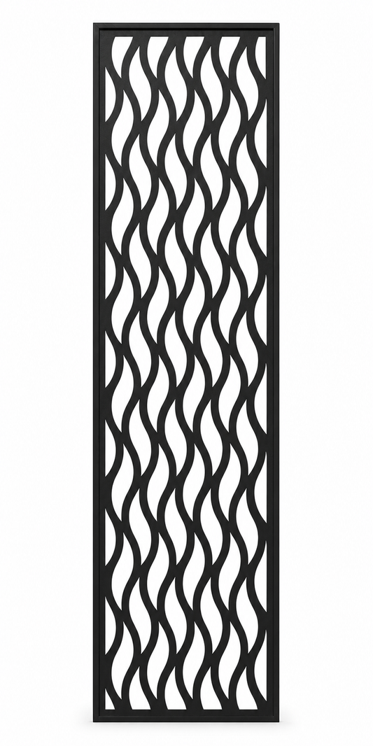 Design 037 Wavy Line Screen Laser Cut Metal Privacy Screen Panel front main view