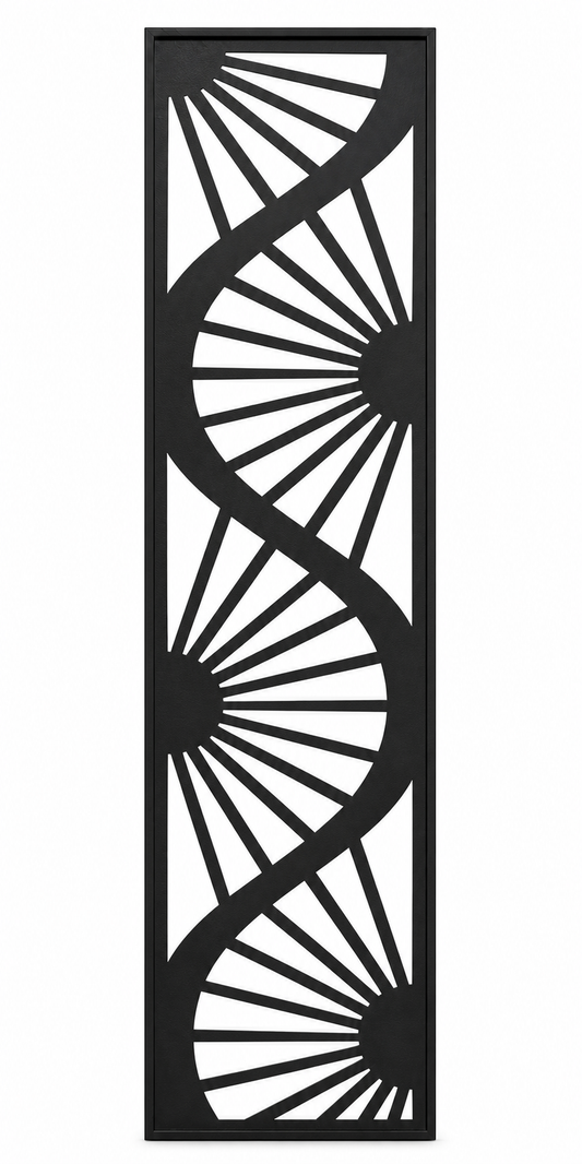 Design 038 Sunburst Spiral Laser Cut Metal Privacy Screen Panel front main view