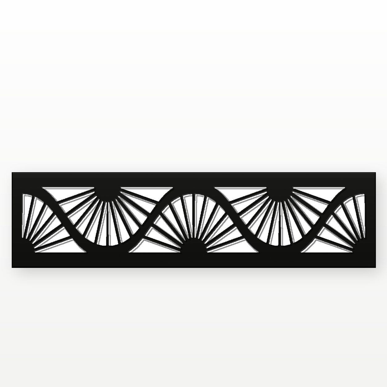 Sunrise Fan Arch decorative metal fence topper front pattern for WPC composite fencing, Design 038