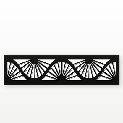 Sunrise Fan Arch decorative metal fence topper front pattern for WPC composite fencing, Design 038