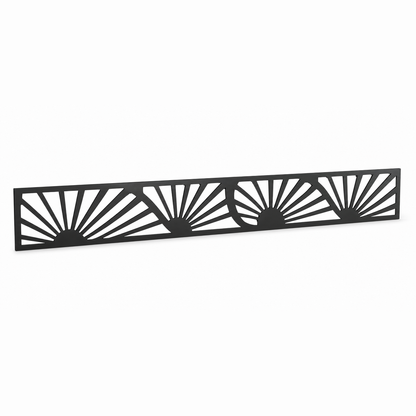 Sunrise Fan Arch laser cut metal fence topper insert perspective view, Design 038