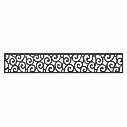 Baroque Scroll Vine decorative metal fence topper front pattern for WPC composite fencing, Design 039