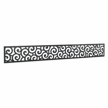 Baroque Scroll Vine laser cut metal fence topper insert perspective view, Design 039
