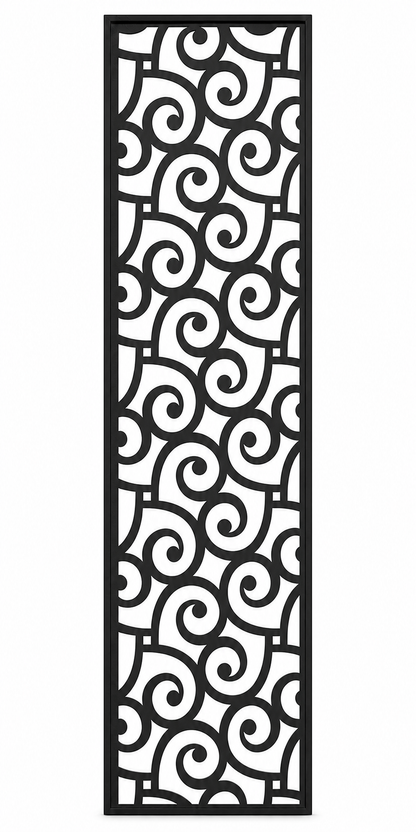 Design 039 Swirl Circles Laser Cut Metal Privacy Screen Panel front main view