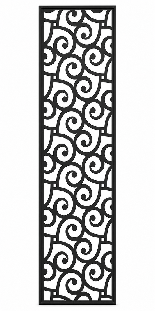 Design 039 Swirl Circles Laser Cut Metal Privacy Screen Panel front main view