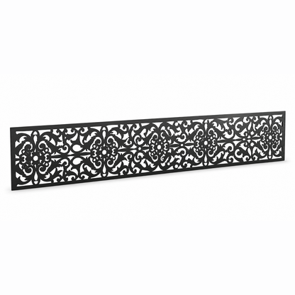 Lace Damask Filigree laser cut metal fence topper insert perspective view, Design 040