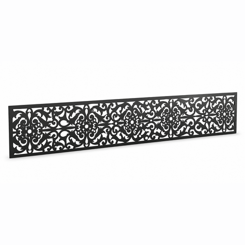 Lace Damask Filigree laser cut metal fence topper insert perspective view, Design 040