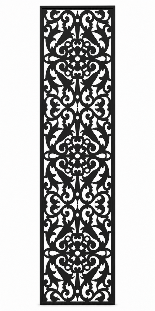 Design 040 Lace Damask Laser Cut Metal Privacy Screen Panel front main view