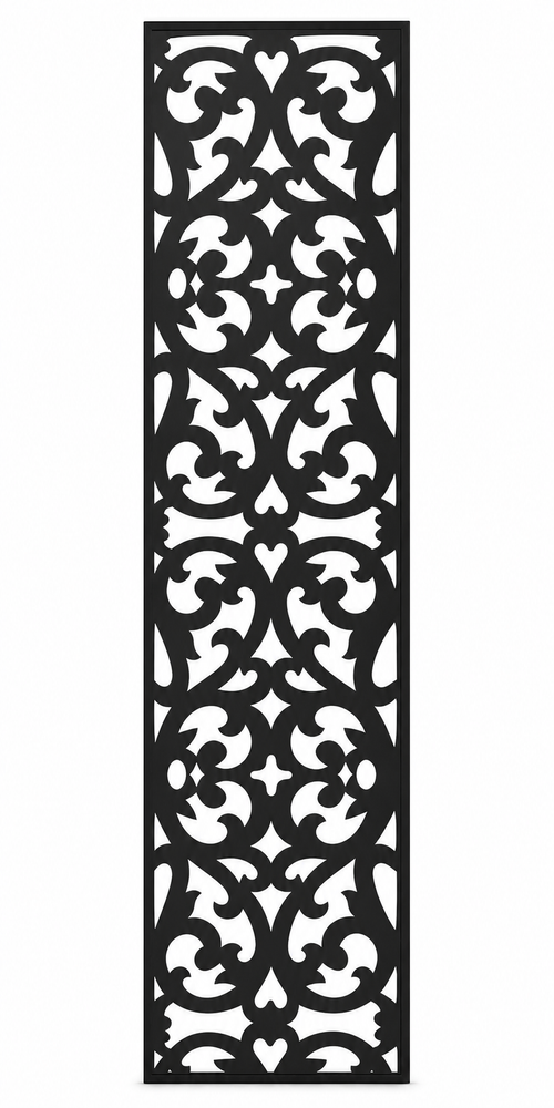 Design 041 Scroll Damask Laser Cut Metal Privacy Screen Panel front main view