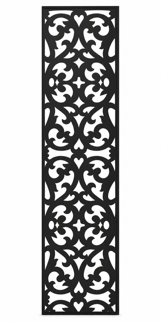 Design 041 Scroll Damask Laser Cut Metal Privacy Screen Panel front main view